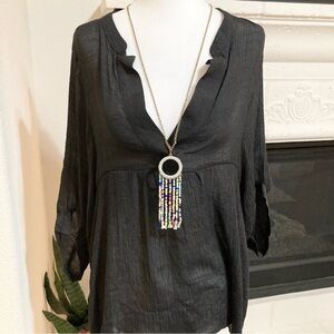 Colorful Fringe Bead Long Statement Necklace